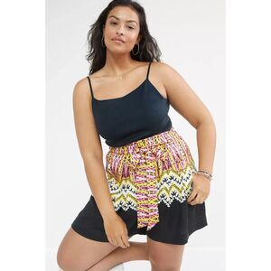 Anthropologie Laverna Print Shorts Sz L Linen Pull On Style